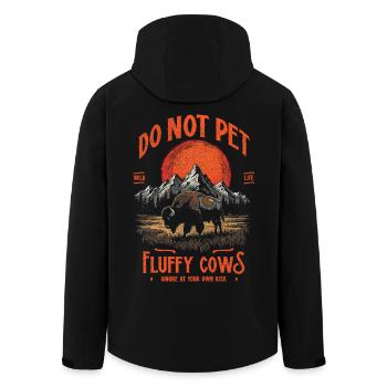 Vintage Buffalo Do Not Pet Fluffy Cows Funny Bison - Men’s Recycled Softshell Jacket by Stanley/Stella - black - Back - AI Model Male 185 light (185cm)