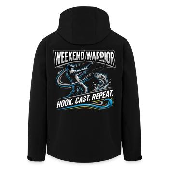Pêcheur répété du Weekend Warrior Hook Cast - Veste softshell homme en polyester recyclé Stanley/Stella - noir - Dos - AI Model Male 185 light (185cm)