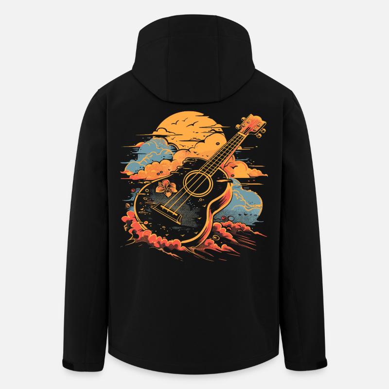 Illustration au ukulélé - Veste softshell homme en polyester recyclé Stanley/Stella - noir
