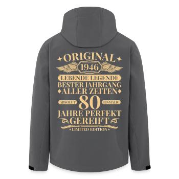 Né en 1946, légende pour son 80e anniversaire - Veste softshell homme en polyester recyclé Stanley/Stella - noir - Dos - AI Model Male 185 light (185cm)