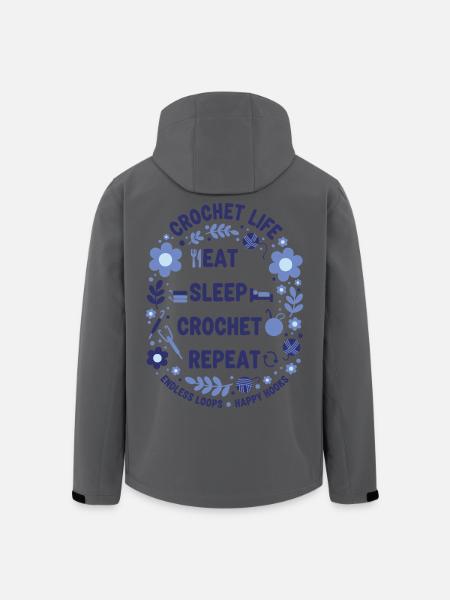 Crochet Life Eat Sleep Crochet Repeat Happy Hooks - Men’s Recycled Softshell Jacket by Stanley/Stella - black