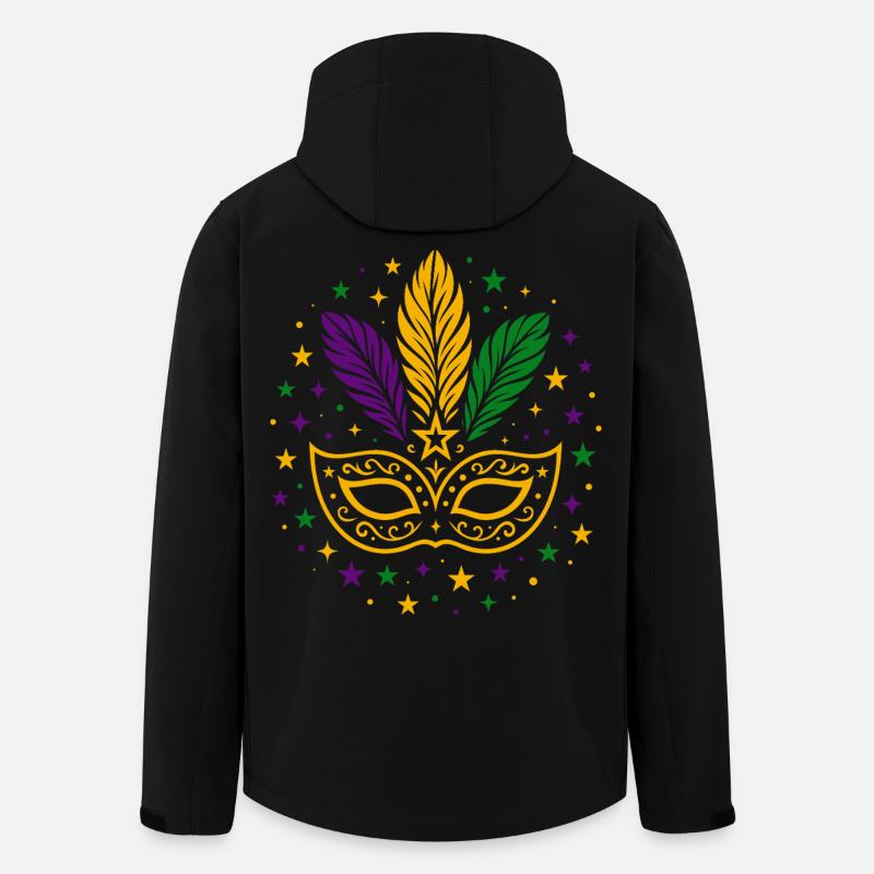 Karneval Maske mit Federn & Sternen - Recycelte Männer Softshell-Jacke von Stanley/Stella - Schwarz