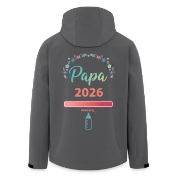 Papa 2026 Chargement – Futur père - Veste softshell homme en polyester recyclé Stanley/Stella - noir - Dos - AI Model Male 185 light (185cm)