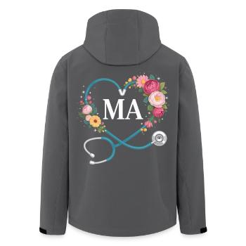 Blumenherz Stethoskop MA - Recycelte Männer Softshell-Jacke von Stanley/Stella - Schwarz - Hinten - AI Model Male 185 light (185cm)