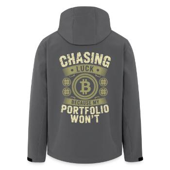 St Patricks Day Chasing Luck Because My Portfolio - Men’s Recycled Softshell Jacket by Stanley/Stella - black - Back - AI Model Male 185 light (185cm)