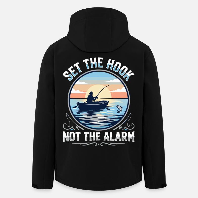 Accroche, pas l’alarme, pêcheur Spruch - Veste softshell homme en polyester recyclé Stanley/Stella - noir