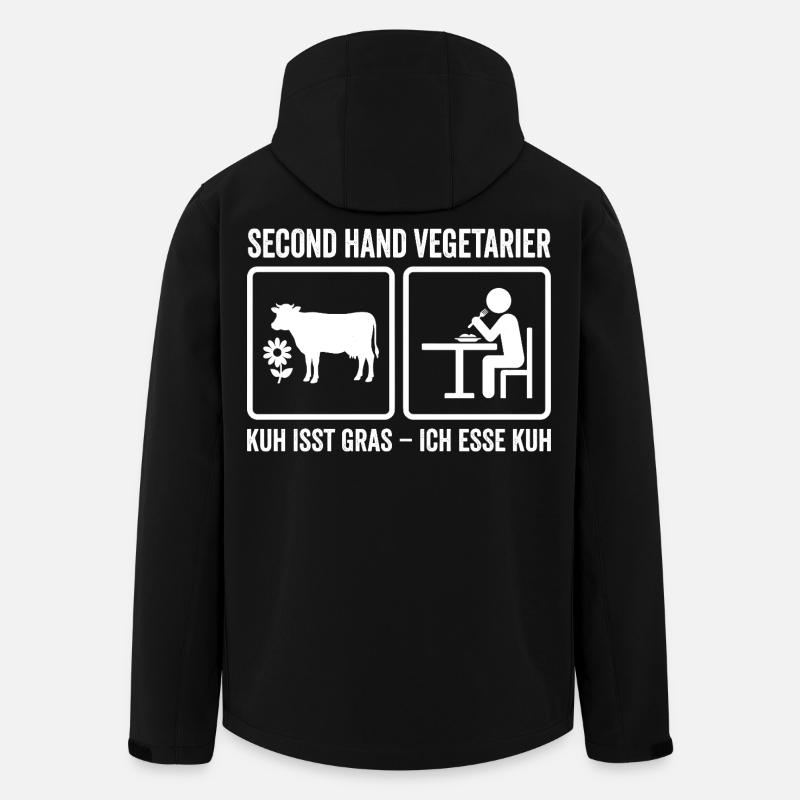 Second Hand Vegetarian – Funny Meat Design - Men’s Recycled Softshell Jacket by Stanley/Stella - black