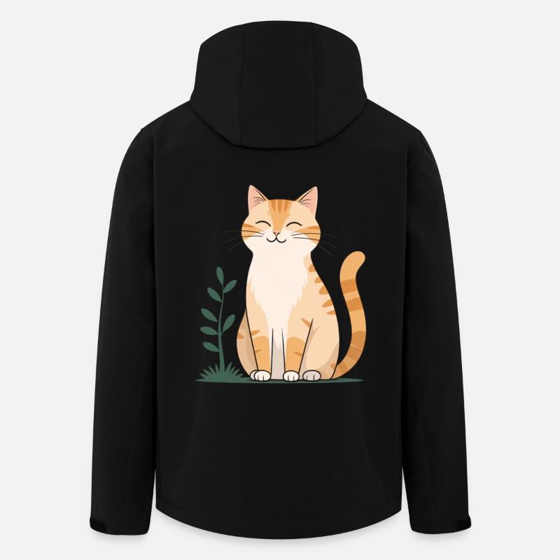 Glada orange katt i grönt - Softshelljacka herr i återvunnen polyester Stanley/Stella - svart