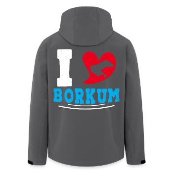 Borkumer Insel I LOVE BORKUM Lustiges - Recycelte Männer Softshell-Jacke von Stanley/Stella - Schwarz - Hinten - AI Model Male 185 light (185cm)