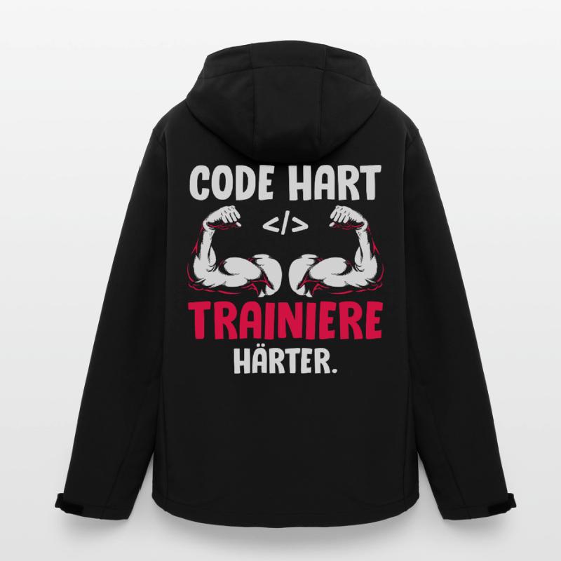 Coder CODE HARD TRAIN HARDER Funny Men’s Recycled Softshell Jacket by Stanley/Stella