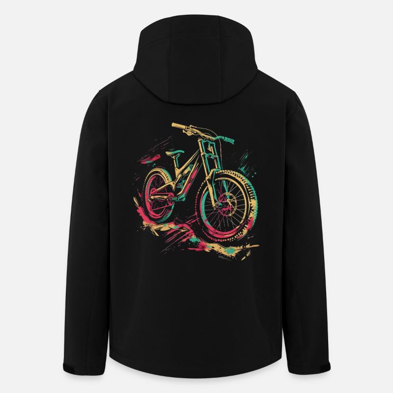 Mountainbiking Retro - Recycelte Männer Softshell-Jacke Discoverer von Stanley/Stella - Schwarz