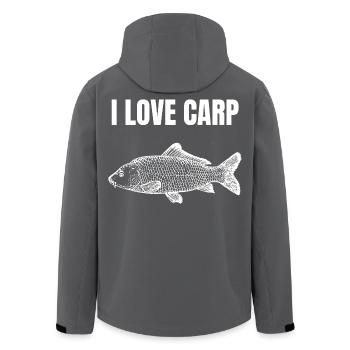 I Love Carp Silhouette - Men’s Recycled Softshell Jacket by Stanley/Stella - black - Back - AI Model Male 185 light (185cm)