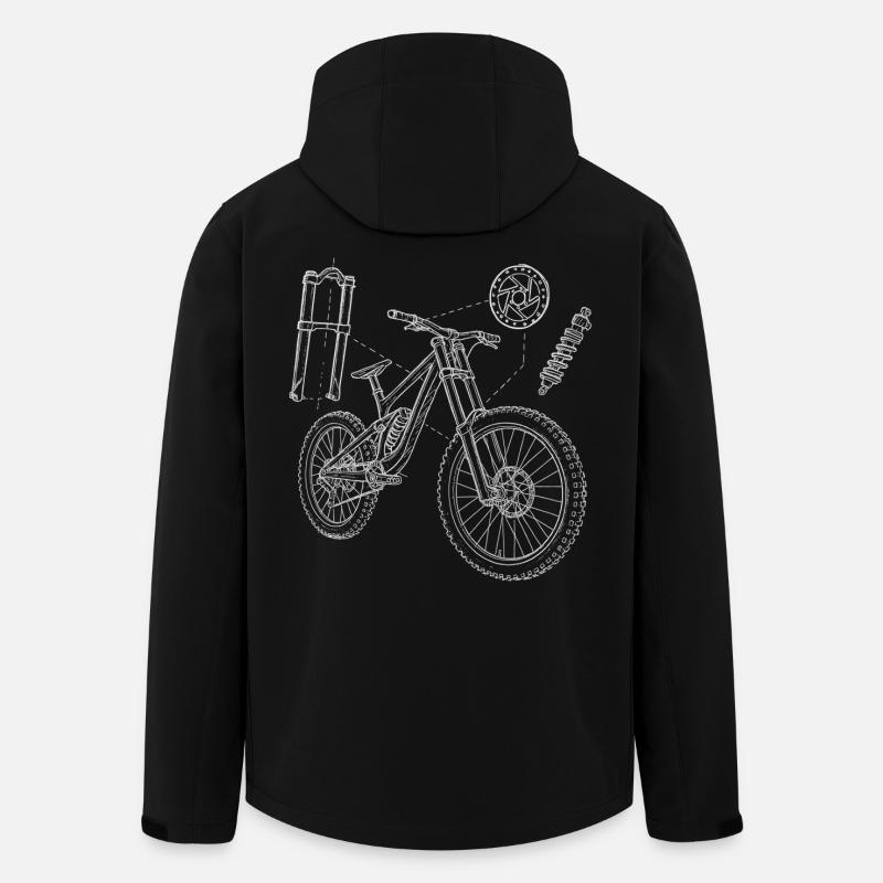 MTB Geometry Sketch: Downhill Exploded Drawing - Men’s Recycled Softshell Jacket by Stanley/Stella - black
