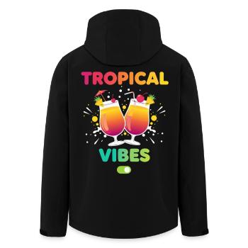 Tropical Vibes Urlaubsmodus - Recycelte Männer Softshell-Jacke von Stanley/Stella - Schwarz - Hinten - AI Model Male 185 light (185cm)