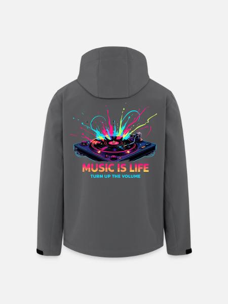Music Is Life Turntable Beat - Recycelte Männer Softshell-Jacke von Stanley/Stella - Schwarz