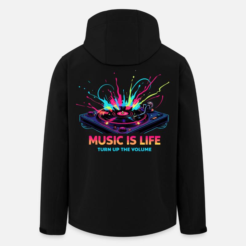 Music Is Life Turntable Beat - Recycelte Männer Softshell-Jacke von Stanley/Stella - Schwarz