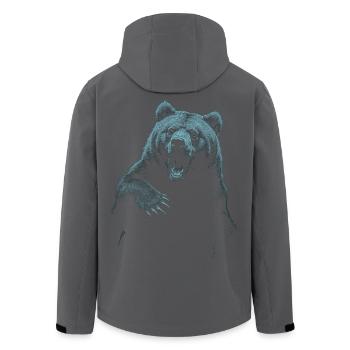Grizzly Bear Hiking Camping Vintage Brown Bear - Men’s Recycled Softshell Jacket by Stanley/Stella - black - Back - AI Model Male 185 light (185cm)