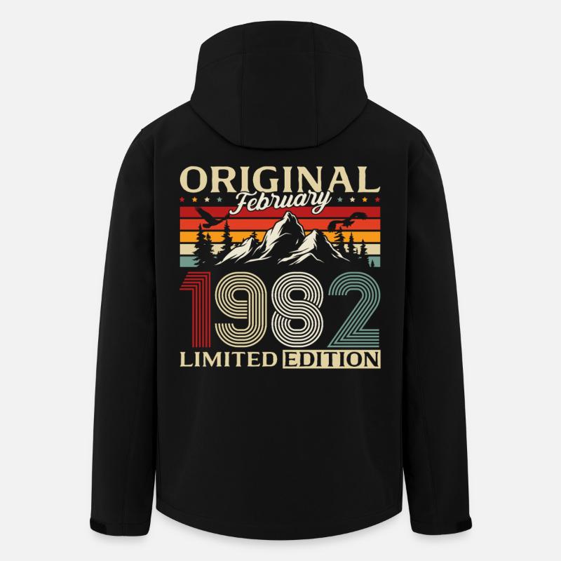 44e anniversaire février 1982 Millésime - Veste softshell homme en polyester recyclé Stanley/Stella - noir