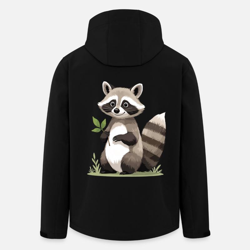 Waschbär mit Blatt - Recycelte Männer Softshell-Jacke von Stanley/Stella - Schwarz