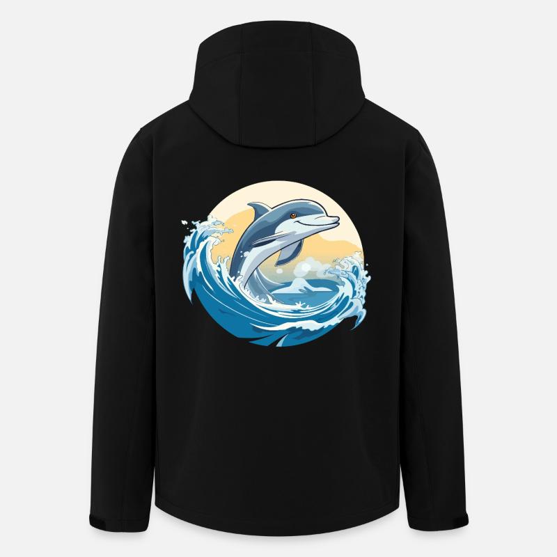 Saut de dauphin par-dessus une vague - Veste softshell homme en polyester recyclé Stanley/Stella - noir