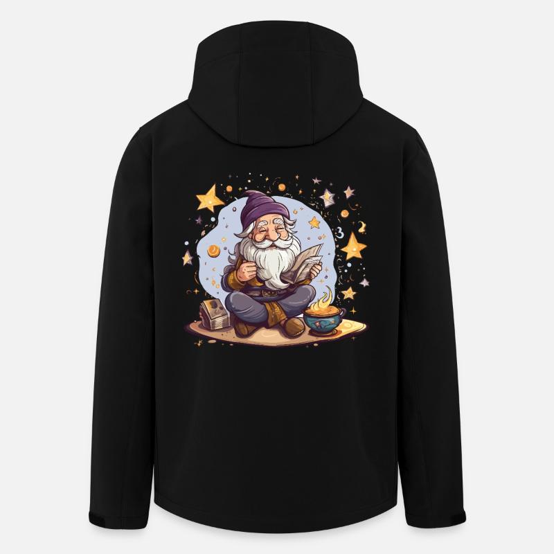 Gnom liest bei Sternenfeuer - Recycelte Männer Softshell-Jacke von Stanley/Stella - Schwarz