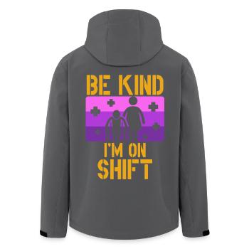 Caregiver Caregiver Elderly Care Be Kind I'm On Shift - Men’s Recycled Softshell Jacket by Stanley/Stella - black - Back - AI Model Male 185 light (185cm)