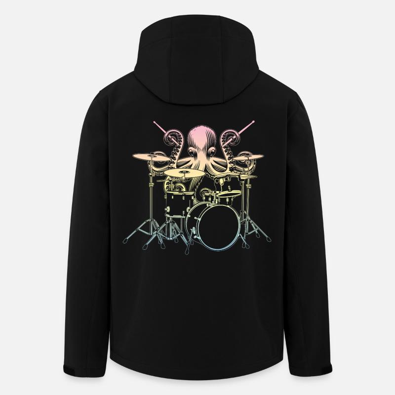 Schlagzeug Schlagzeuger Tintenfisch - Recycelte Männer Softshell-Jacke von Stanley/Stella - Schwarz