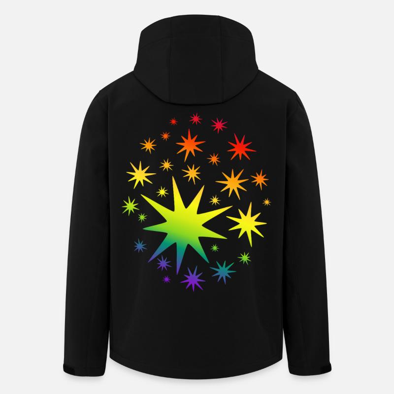 Bunte Sterne Regenbogen Farbverlauf - Recycelte Männer Softshell-Jacke von Stanley/Stella - Schwarz
