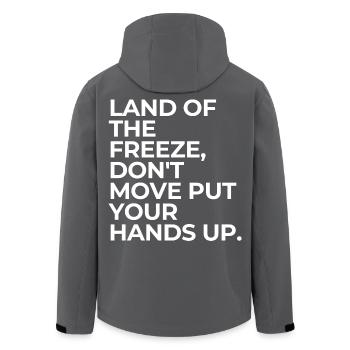 Citation drôle de USA : Land Of The Freeze Jeu de mots humoristique - Veste softshell homme en polyester recyclé Stanley/Stella - noir - Dos - AI Model Male 185 light (185cm)
