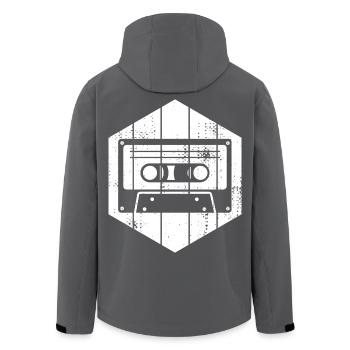 80s Cassette - Men’s Recycled Softshell Jacket by Stanley/Stella - black - Back - AI Model Male 185 light (185cm)