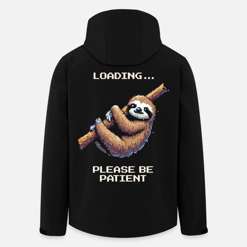 Lädt... Bitte Geduld | Faultier Humor - Recycelte Männer Softshell-Jacke von Stanley/Stella - Schwarz
