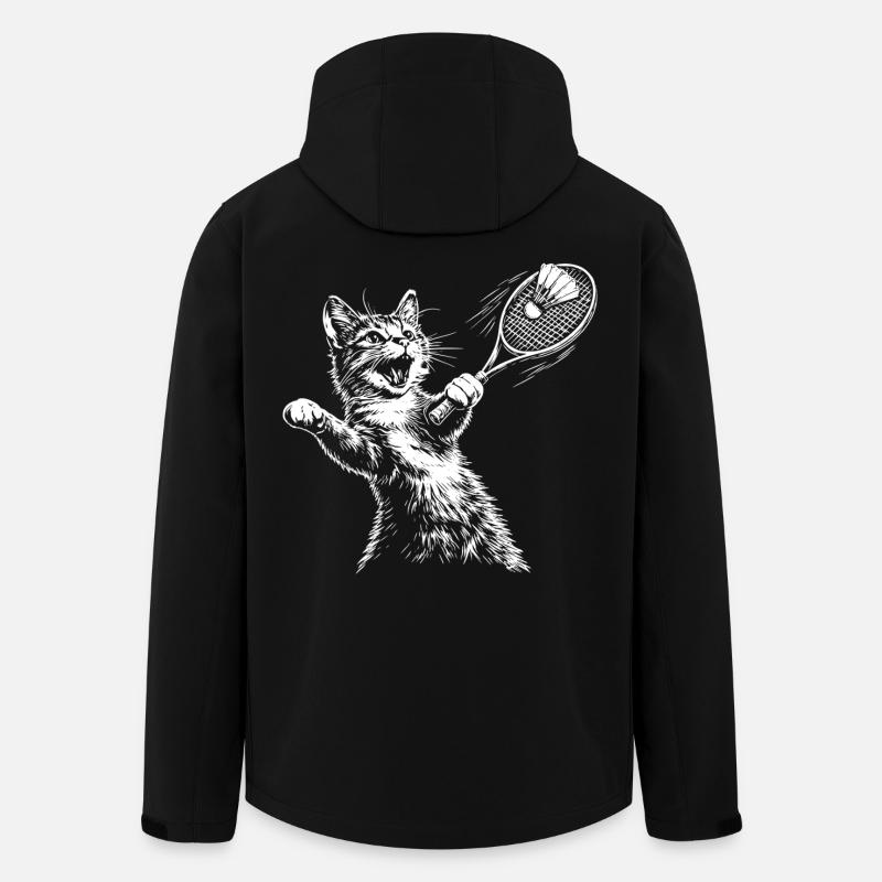 Funny Cat Badminton Shuttlecock - Men’s Recycled Softshell Jacket by Stanley/Stella - black