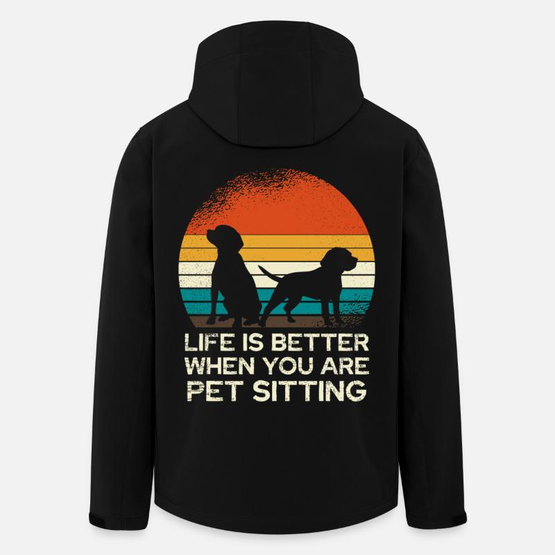 Retro Dog Sitting Sunset - Men’s Recycled Softshell Jacket by Stanley/Stella - black