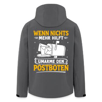 Postboten WENN NICHTS HILFT UMARME DEN POSTBOTEN - Recycelte Männer Softshell-Jacke von Stanley/Stella - Anthrazit - Hinten - AI Model Male 185 light (185cm)