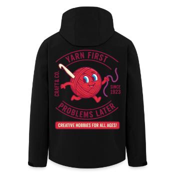 Yarn First Problems Later Funny Crochet Lover Yarn - Men’s Recycled Softshell Jacket by Stanley/Stella - black - Back - AI Model Male 185 light (185cm)