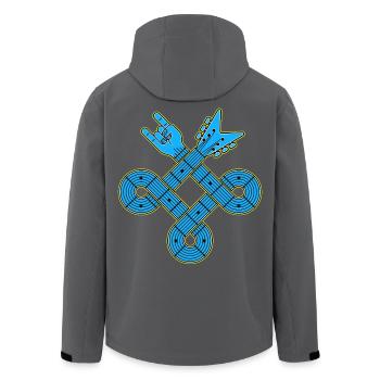 Emblème du nœud de guitare bleu néon - Veste softshell homme en polyester recyclé Stanley/Stella - noir - Dos - AI Model Male 185 light (185cm)