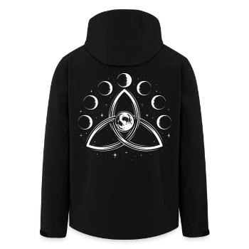 Triquetra & Mondphasen - Spirituelles Symbol - Recycelte Männer Softshell-Jacke von Stanley/Stella - Schwarz - Hinten - AI Model Male 185 light (185cm)