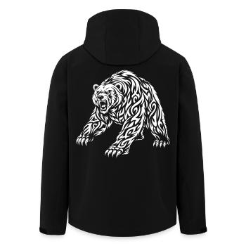 Motif grizzli tribal – Ours sauvage - Veste softshell homme en polyester recyclé Stanley/Stella - noir - Dos - AI Model Male 185 light (185cm)