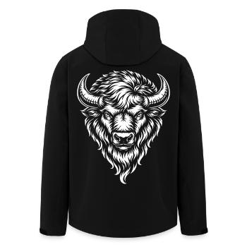 Bison tribal – Motif mystique d’animal sauvage - Veste softshell homme en polyester recyclé Stanley/Stella - noir - Dos - AI Model Male 185 light (185cm)