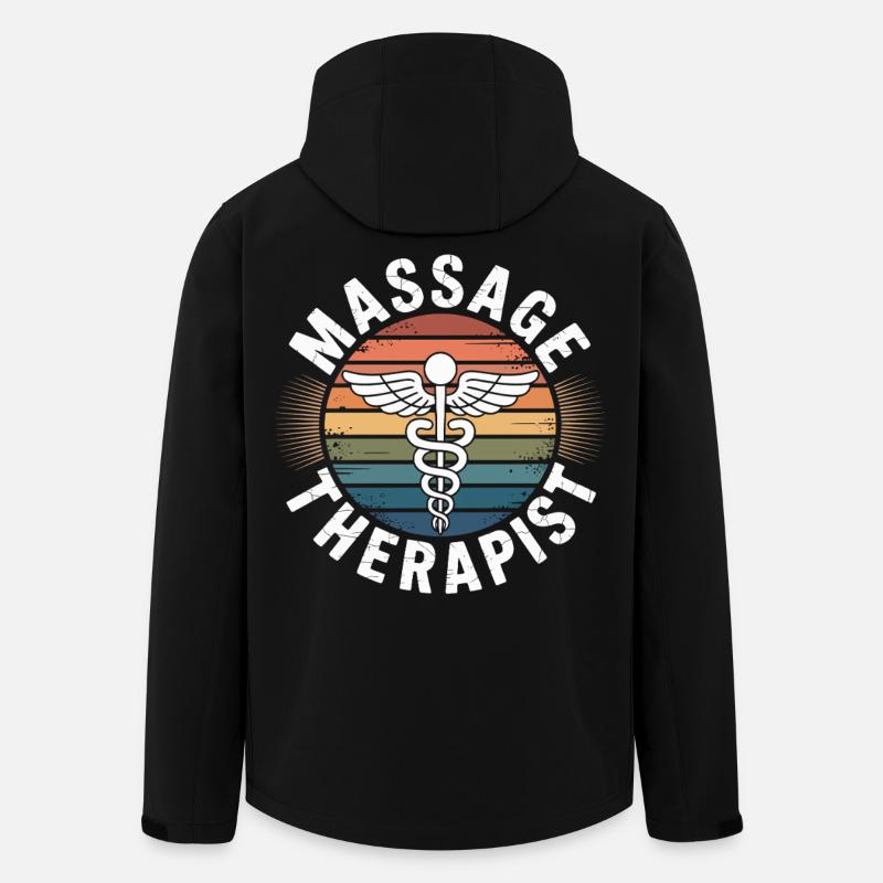 Retro Rainbow Massage Logo - Men’s Recycled Softshell Jacket by Stanley/Stella - black