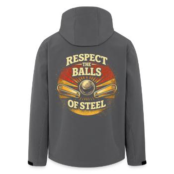 Joueur de flipper, Respecte les Boules d’Acier - Veste softshell homme en polyester recyclé Stanley/Stella - charbon - Dos - AI Model Male 185 light (185cm)