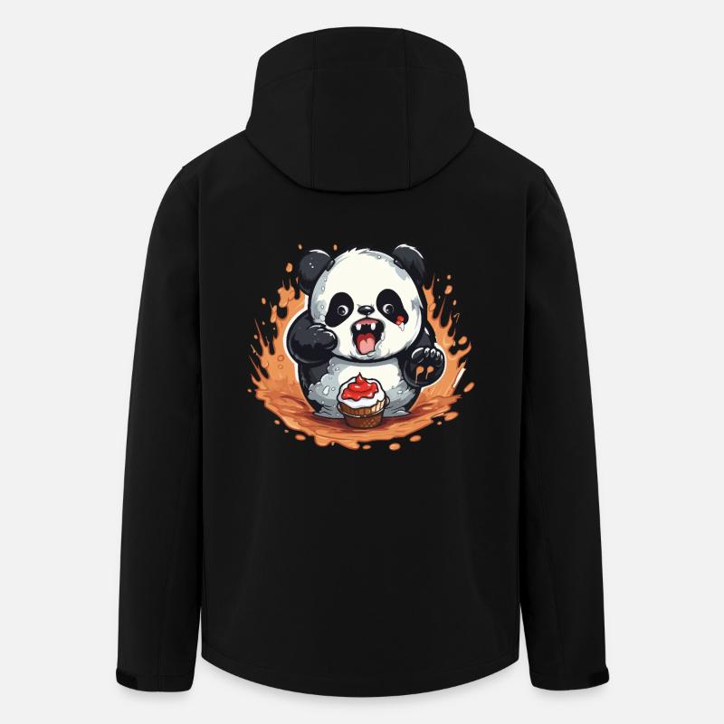 Panda Fire Cupcake Cartoon - Men’s Recycled Softshell Jacket Discoverer by Stanley/Stella - black