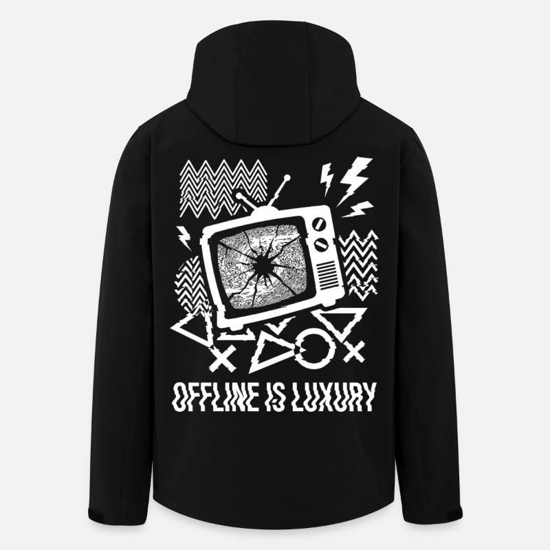 Offline Is Luxury Glitch TV - Men’s Recycled Softshell Jacket by Stanley/Stella - black