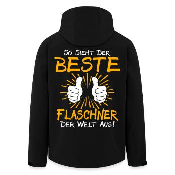Flaschner Gift Idea - Men’s Recycled Softshell Jacket by Stanley/Stella - black - Back - AI Model Male 185 light (185cm)