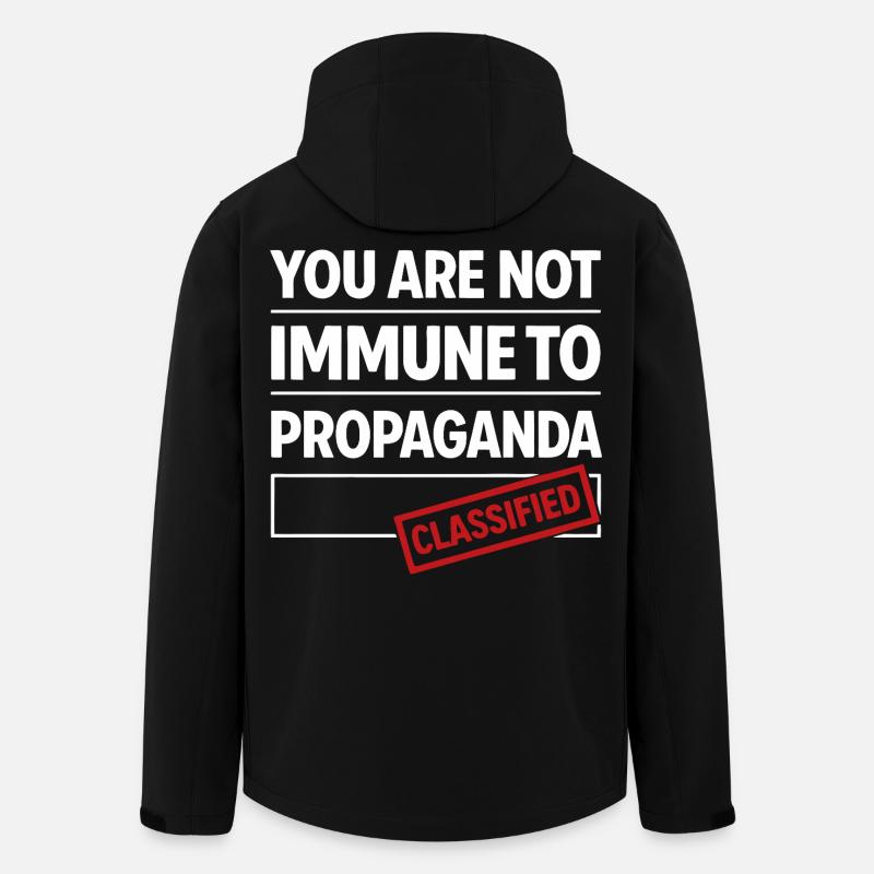 Ikke immun over for propaganda - Stanley/Stella herre softshelljakke i genanvendt polyester - sort