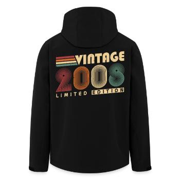 Vintage 2008 Jahrgang Geburtstagsgeschenk - Recycelte Männer Softshell-Jacke von Stanley/Stella - Schwarz - Hinten - AI Model Male 185 light (185cm)