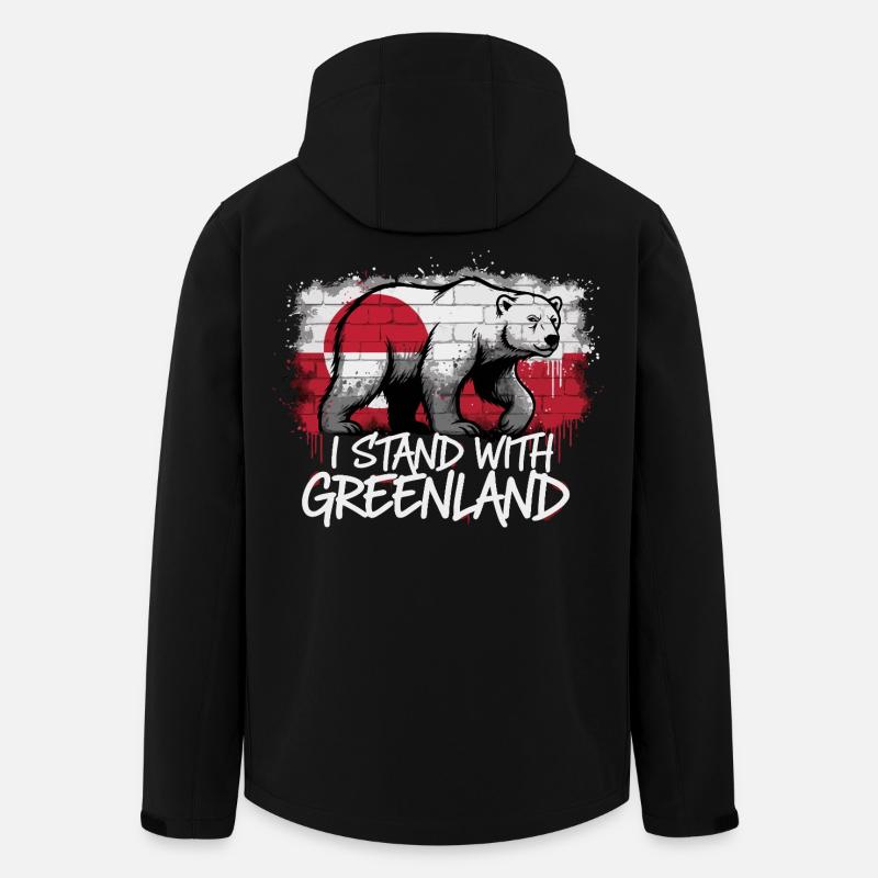 I Stand With Greenland – Eisbär - Recycelte Männer Softshell-Jacke von Stanley/Stella - Schwarz