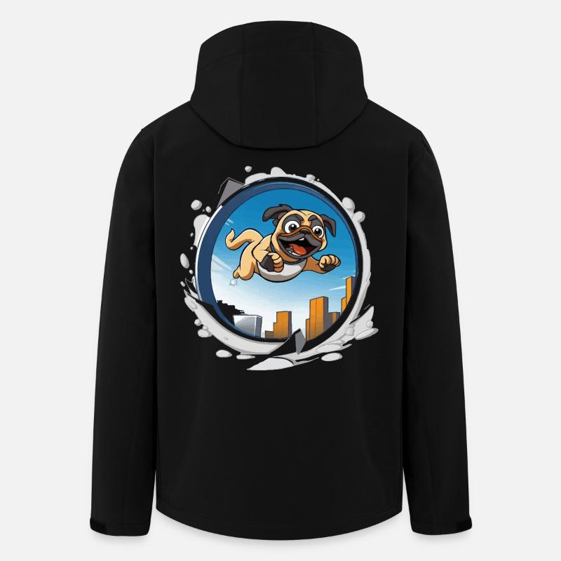 Pug Sprinter im Stadtlauf - Recycelte Männer Softshell-Jacke von Stanley/Stella - Schwarz