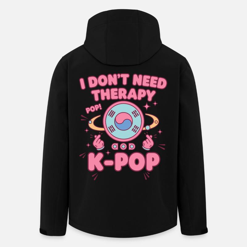 Jag behöver inte terapi Pop K-Pop Koreanska musikfans - Softshelljacka herr i återvunnen polyester Discoverer Stanley/Stella - svart