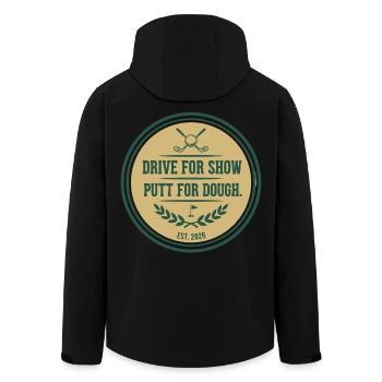 Drive for Show Putt for Dough Golf Zitat - Recycelte Männer Softshell-Jacke von Stanley/Stella - Schwarz - Hinten - AI Model Male 185 light (185cm)